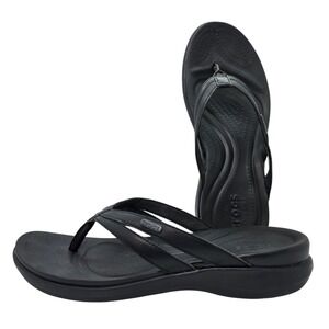 Crocs Capri Strappy Flip Flops Black Womens 10 Dual Comfort 205797